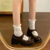 Populares tacones de plataforma gruesa, tacón grueso, estilo dulce, con moño, punta fina, para mujer, nueva colección otoño 2026, perfectos con vestidos, estilo Mary Jane