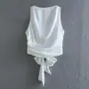 Top Colete Feminino de Seda com Textura de Cetim Sem Costas Estilo Europeu e Americano Primavera 2025 2556