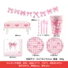 Toalha de Mesa Descartável Tema Laço Ballet Rosa Barbie Prato de Papel Toalha de Mesa Guardanapo de Papel Suprimentos de Decoração para Festa de Aniversário