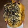 Polo de hombre transfronterizo europeo y americano Amazon camiseta de manga larga solapa estampado digital cremallera camiseta de manga larga