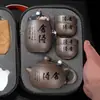 Conjunto de Chá Presente Conjunto de Chá Portátil para Viagem Zisha Vidro Copo Rápido Copo de Justiça Uma Panela Seis Copos Separação de Água e Chá Conjunto Completo