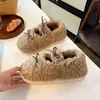 Nuevas Zapatillas de Invierno para Mujer Simples Versátiles de Algodón Felpa Cálidas Cómodas Zapatos Postparto para el Hogar Interior Zapatos de Algodón Cerrados en la Espalda