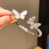 Pulsera Abierta de Cadena con Circonita Bañada en Oro Real Pulsera de Moda Simple Retro Europea y Americana Joyería de Lujo Ligero de Alta Gama para Mujeres