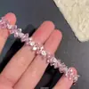 Pulsera de Lazo Completa de Circonita Rosa Blanca Brillante Primavera y Verano Dulce Lujo Ligero Gama Alta Pulsera Blanqueadora con Falda