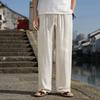 Pantalones Casuales de Lino de Algodón 2023 Verano Delgados Color Sólido Lino Sumergido Estilo Chino Sueltos Rectos Largos para Hombre