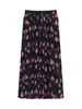 Saia Midi Plissada em Linha A com Estampa, Cintura Alta, Design Emagrecedor, Qualidade Boutique, Nova Moda Primavera 2026 para Mulheres