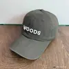 Boné de Baseball Bordado 3D WOODS Estilo Coreano Chapéu de Aba Curta Retrô Unissex Versátil Casual Tendência Streetwear Chapéu de Sol