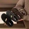 Birkenstocks de Peluche con Suela Gruesa para Mujer 2026 Otoño/Invierno Nuevos Zapatos Cálidos de Algodón Planos Slip-on Zapatos Mary Jane