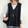 Chaleco de Punto Transfronterizo para Mujer, Primavera/Verano/Otoño 2026 Delgado Holgado Talla Grande Abrigo Chaleco Pulóver Retro de Cuello en V