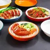 Melamina Bicolor Pata de Porco Tigela de Arroz Prato Comercial Churrasco Bibimbap Tigela Costeleta de Frango Arroz Especialidade Tigela de Arroz com Carne de Porco Braiseada Tigela de Fast Food Louça