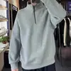 Sudadera de Moda Coreana para Hombre de Otoño Versátil con Cuello Alto y Media Cremallera para Adolescentes Estilo Universitario Harajuku Holgada