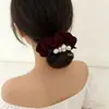 Novedad Otoño e Invierno Scrunchie de Terciopelo con Perlas Hecho a Mano Cuerda para el Cabello Elegante Retro Cuerda Elástica Alta para el Cabello Accesorios para el Cabello para Mujeres