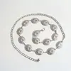 Cadena de Cintura de Mariposa Metálica Transfronteriza Cadena de Perlas Plateadas Decoración Versátil para Faldas de Alta Gama para Mujer Retro Europeo y Americano