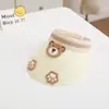 Chapéu de Palha Verão Novo Estilo Top Vazio Feminino Patch de Urso Proteção Solar para Rosto Chapéu de Sol Sem Top Faixa na Cabeça Aba Larga Chapéu de Sol Tendência