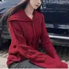Suéter de gola alta trançado vintage estilo old money com botões para mulheres, outono e inverno, modelagem solta, peça superior de tricô grossa