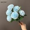 9 horquilla peonía oceánica flor de simulación de boda flor para mesa de salón de bodas flor para llevar flor para el hogar interior suave comercio exterior flor falsa