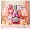 Balão Metalizado Garrafa de Champanhe Rosa, Adereço para Cabine de Fotos de Festa de Aniversário de Princesa, Decorações com Atmosfera Feminina