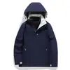 Chaqueta de Montañismo para Exteriores Otoño e Invierno Tres en Uno Forrada de Polar Engrosada con Capucha Desmontable Estilo Pareja Impermeable a Prueba de Viento