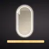 Espejo de baño inteligente ovalado para pared salón de belleza con luz pantalla táctil LED inducción antivaho espejo de tocador HD