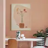 Pintura en lienzo de paisaje con líneas geométricas abstractas Sol Luna jarrón Decoración del hogar nórdico imagen central del cuadro