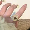 Anillo de Diamantes de Colores Perla Gota de Aceite Estilo Palacio para Mujer, Artesanía Pesada, Lujo Ligero, Temperamento Vintage, Anillo de Moda Único y Moderno
