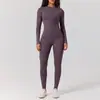 Conjunto de Roupa de Yoga Duas Peças Secagem Rápida Escovado Transfronteiriço, Conjunto de Roupa de Yoga Cor Sólida Gola Redonda Sensação de Pele Nu, Conjunto de Roupa para Esportes e Fitness