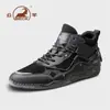 Zapatos de hombre de cuero genuino Gongyang 2026 zapatos casuales transpirables para hombre zapatos deportivos antideslizantes de suela blanda zapatos de viaje de caña alta