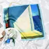 Bufanda pequeña multifuncional de Corea del Sur, pañuelo cuadrado pequeño con pintura al óleo original, bufanda pequeña versátil decorativa para primavera y otoño, diadema para el cabello que reduce la edad, pañuelo para la cabeza