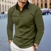 Comercio Exterior Primavera y Otoño Nueva Camisa Polo para Hombre Cuello Solapa Manga Larga Golf Casual Deportiva Top Camiseta de Color Contrastante