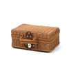 Caja de Almacenamiento Souvenir Tejida a Mano de Mimbre Sintético Caja de Atrezo Organizador Cesta de Picnic Maleta Caja Tejida Retro