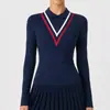Camiseta Polo Deportiva Nueva Transfronteriza de Manga Larga para Mujer con Efecto Adelgazante Ropa de Yoga Ropa para Ciclismo al Aire Libre Top Versátil
