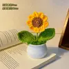 Regalo de Cumpleaños para Niñas, Ramo de Girasoles, Adornos Pequeños, Flor de Hilo Tejido a Mano para Escritorio Producto Terminado, Ramo Simulado