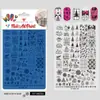 Placas de Estampado para Uñas 2025 Serie Navideña Reno Árbol de Navidad Gel de Estampado Transferencia Plantilla a Cuadros Estampado a Cuadros