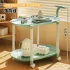 Carrito Pequeño Color Crema Estantería de Almacenamiento de Pie, Mesa Auxiliar para Snacks en la Sala de Estar, Mesa Mini Móvil para Adornos