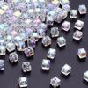 Lote de 50 cuentas de cristal transparente con corte cuadrado, con agujero recto, para manualidades, accesorios de joyería para pulseras, venta al por mayor
