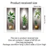 Simulación de Papel Tapiz Transfronterizo 3D Planta Verde en Maceta Pegatinas de Pared Decoración de Pared Estilo Nórdico Jarrón Marrón Tríptico Pintura Decorativa
