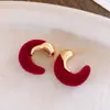 Pendientes de Felpa Retro con Estampado de Leopardo en Forma de C para Otoño e Invierno, Pendientes de Lujo Ligero de Gama Alta, Pendientes de Moda y Estilo para Mujer