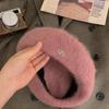 Estilo Calidad Mezcla de Pelo de Conejo Angora Lana Boina para Mujer Invierno Engrosada Cálida Sombrero de Pintor Gorra Octogonal Tejida