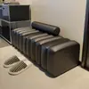 Banqueta para Cambiar Zapatos en la Entrada para Apartamentos Pequeños, Sofá Banco Largo para Uso en el Hogar en la Sala de Estar, Banco Largo Único con Cuero de Gato y Reposapiés Antideslizante