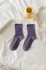 Calcetines Grises para Mujer, Calcetines de Encaje Finos de Verano hasta la Pantorrilla, Calcetines Largos de Algodón Puro con Volantes, Adecuados para Zapatos Birkenstock, Calcetines Holgados de Primavera y Otoño