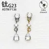 Pendientes de aleación de titanio G23 con colgante de gota de agua y rosca interna, Joyería para orejas F136 de aleación de titanio con incrustaciones de circonita, Piercing para labio