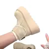 Botines Retro Pequeños Adelgazantes para Mujer 2026 Otoño/Invierno Nuevos Suela Gruesa Con Cordones Moda Botas de Algodón Modernas Botas Martin
