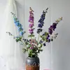 Flor Delphinium Artificial de 3 Ramas Morado Boda Hogar Hotel Decoración Suave Arte Floral Venta al por Mayor Transfronteriza Flores Artificiales