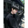 Camisa Masculina Elegante de Manga Curta Preta Verão Estilo Fino Streetwear Cool Caimento Limpo Seda Gelada Casual Manga Meia Tendência