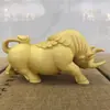 Enfeite de Búfalo de Buxo com Folha Pequena, Búfalo Majestoso Esculpido em Madeira Maciça, Boi Velho, Decoração de Mesa para Touradas