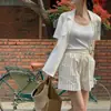 Tallas actualizadas. Shorts casuales de rayas frescas de verano versátiles estilo coreano con cordón y cintura elástica para mujer