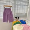 Calça Infantil 2026 Estilo Outono Meninos e Meninas Estilo Coreano Cor Sólida Casual Reta Calça Longa Infantil Multicor Solta de Pernas Largas