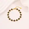 Pulseira de Contas de Zircônia Colorida de Alta Qualidade para Mulheres Marca Tendência Transfronteiriça de Moda Pulseira de Aço Titânio Versátil Pulseira de Trevo de Quatro Folhas