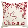 Fronha exclusivamente para vendas transfronteiriças da Amazon, capa de almofada para casa de linho com tema de Natal xadrez vermelho com letras em inglês