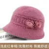 Sombrero de punto de ala ancha con pelo de conejo para otoño e invierno, sombrero de lana cálido con forro polar para mujeres de mediana edad, ancianas y abuelas